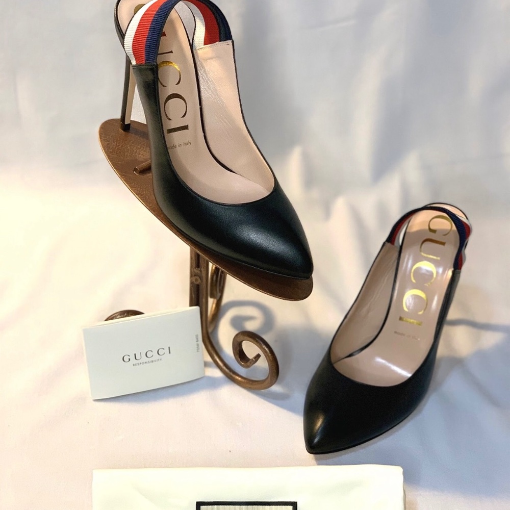 Gucci Web Sling Back Heels